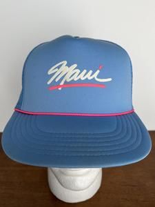 Vintage 80s Maui Hawaii Neon Foam Mesh SnapBack Hat Trucker Hawaiian Headwear